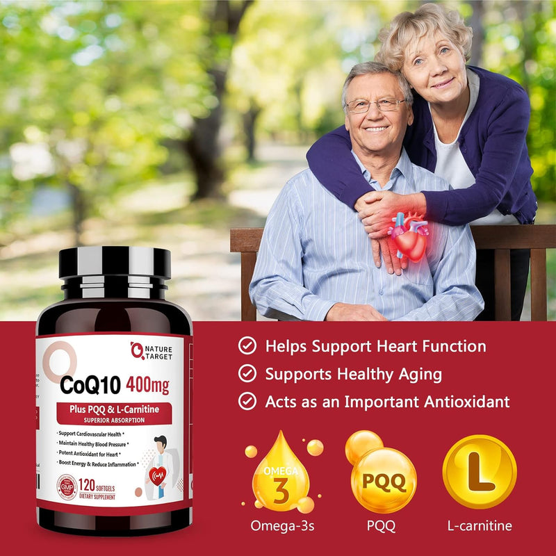 Nature Target CoQ10 + PQQ + L-Carnitine, 400mg, 120 Softgels CoQ10