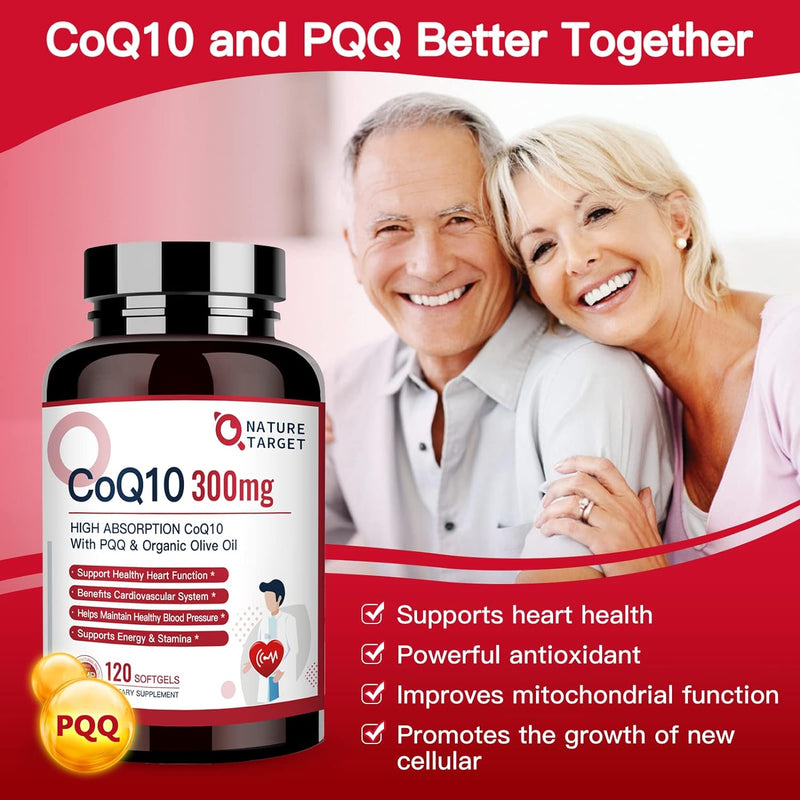 Nature Target CoQ10 + PQQ + Olive Oil, 300mg, 120 Softgels CoQ10