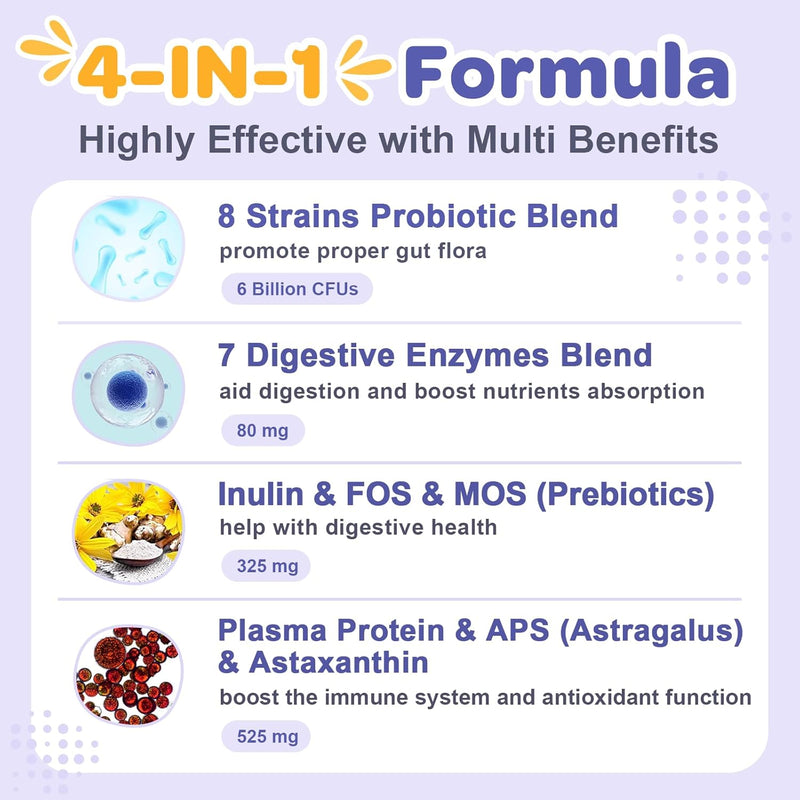 Nature Target 4-in-1 Probiotics for Dogs & Cats, 90 Scoops Pet Vitamins Supplements