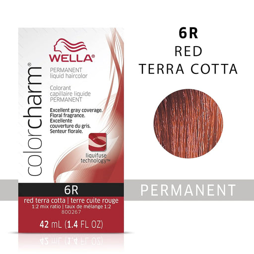 Wella Wella Color Charm Red Terra Cotta 6R Permanent Liquid Color 42ml Hair Color White Smoke