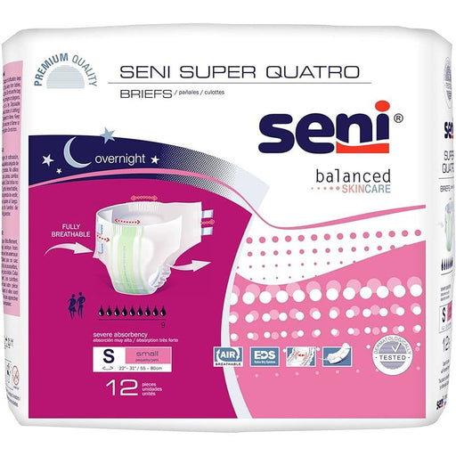 Seni Seni Super Quatro Adult Diapers / Briefs (Size Large, Case of 36 Count) Incontinence Aids