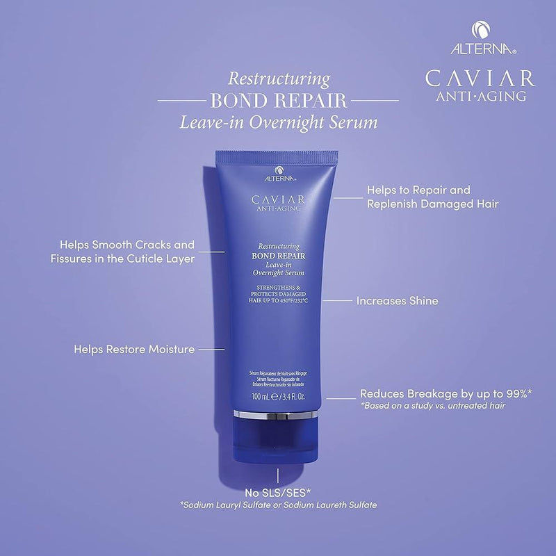 Alterna Alterna Caviar Restructuring Bond Repair Leave In Overnight Serum 3.4oz Hair Serum Medium Purple
