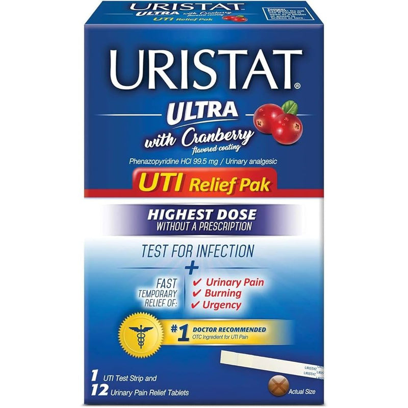 Uristat Uristat Ultra UTI Relief Pack – 12 Pain Relief Tablets + 1 Test Strip Kit Health & Beauty