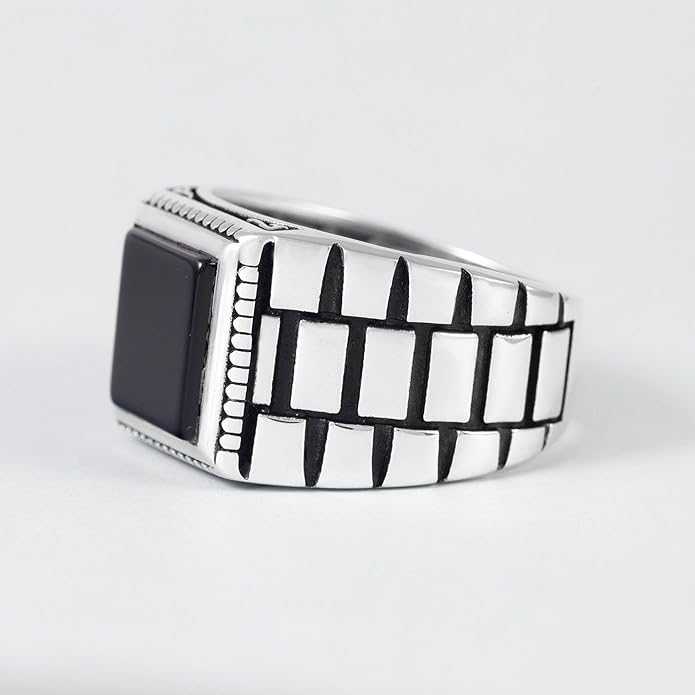 Design Sterling Silver Ring for Men Onyx Stone