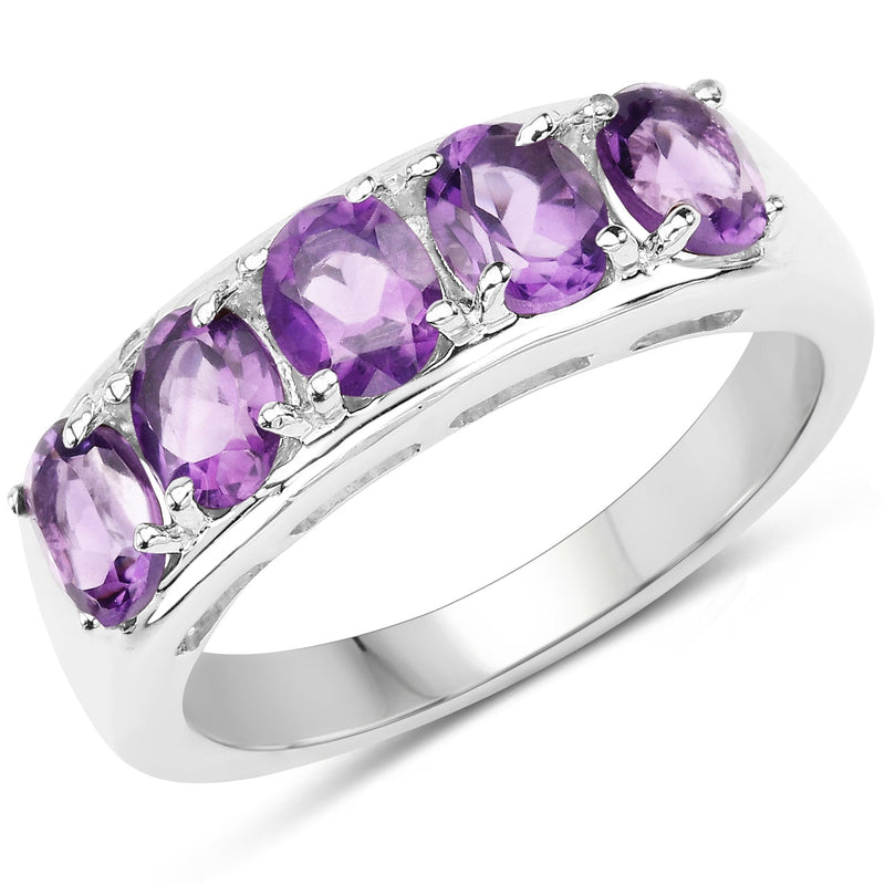 Bids.com 1.70 Carat Genuine  Amethyst .925 Sterling Silver Ring Rings