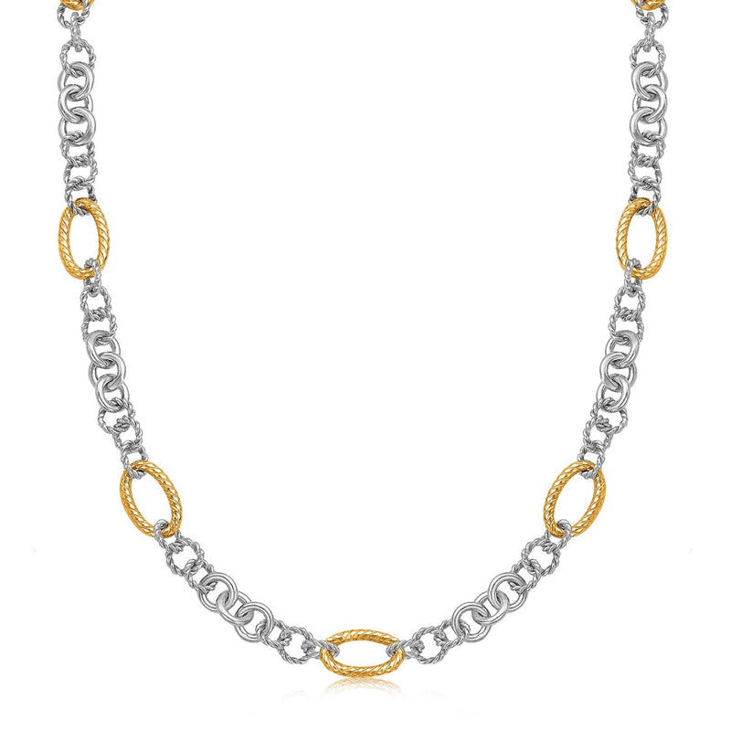 Bids.com 18k Yellow Gold and Sterling Silver Rhodium Plated Multi Style Chain Necklace Necklaces