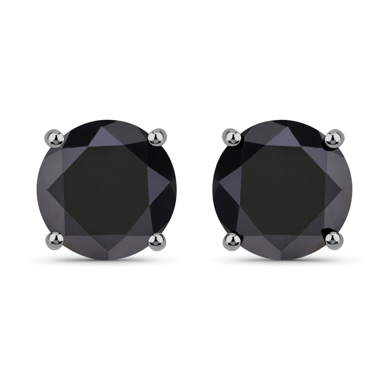 Bids.com 3.48 Carat Genuine Black Diamond 14K White Gold Earrings Earrings