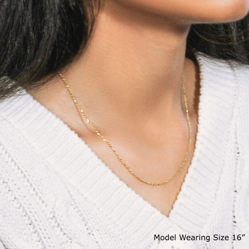 Bids.com 18k Yellow Gold Diamond Cut Cable Link Chain (1.10 mm) Necklaces