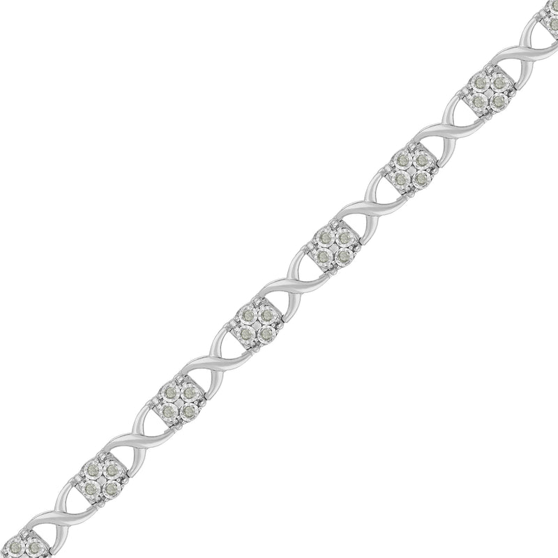 Bids.com Sterling Silver Rose-Cut Diamond Love Locks Link Bracelet (1.00cttw,I-J color,I3-Promo clarity) Bracelets
