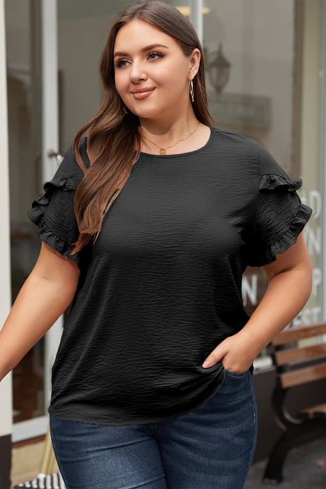 Ruffled Short Sleeve Plus Size Top