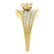 Bids.com 14K Yellow Gold Diamond Cocktail Bypass Ring (1 1/2 Cttw, H-I Color, SI2-I1 Clarity) - Size 7 Rings