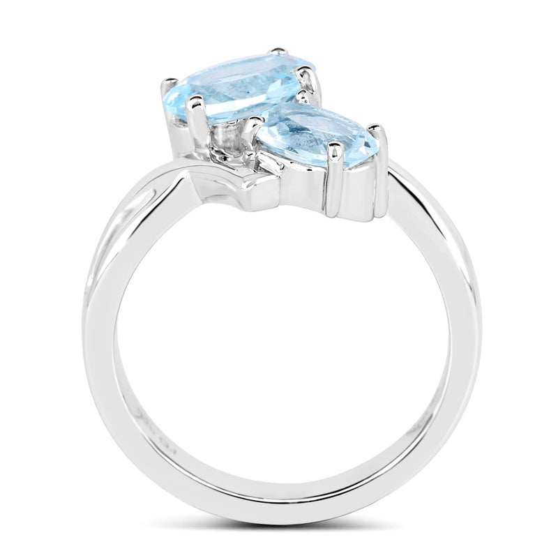 Bids.com 2.55 Carat Genuine Blue Topaz .925 Sterling Silver Ring Rings
