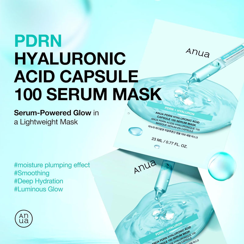AsiaBeautyMall ANUA PDRN Hyaluronic Acid Capsule 100 Serum Mask Face Mask