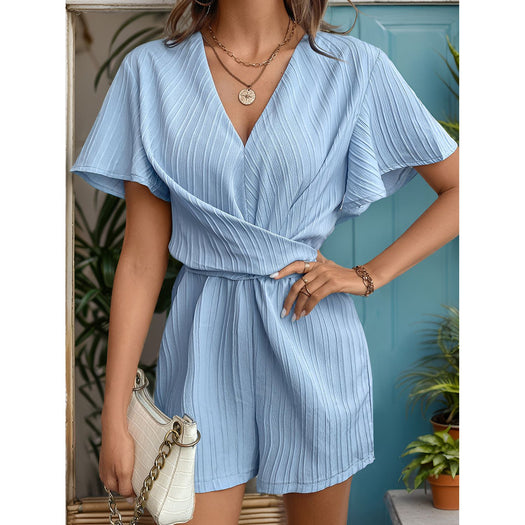 Tied V-Neck Short Sleeve Romper