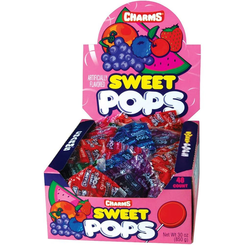 Charms Charms Sweet Pops Lollipops, Assorted Fruit Flavors (48 Count Box) Candy
