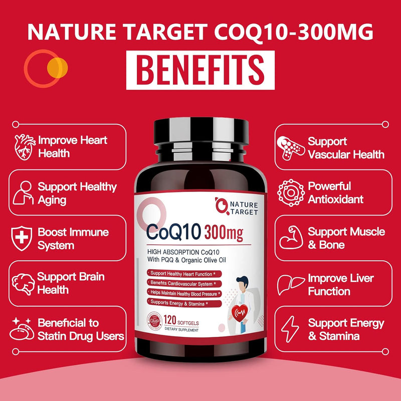 Nature Target CoQ10 + PQQ + Olive Oil, 300mg, 120 Softgels CoQ10