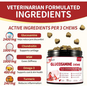 Nature Target Chicken Flavor Glucosamine Chews for Dogs & Cats, 120 Soft Chews Pet Vitamins Supplements