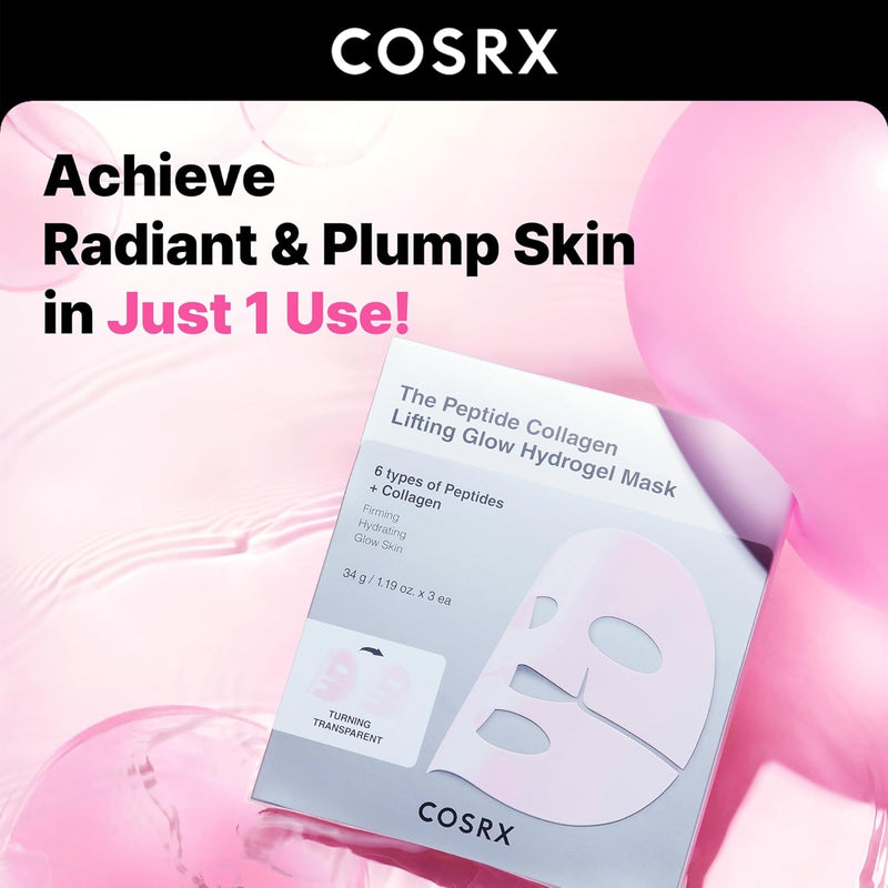 AsiaBeautyMall Cosrx The Peptide Collagen Lifting Glow Hydrogel Mask Face Mask Misty Rose