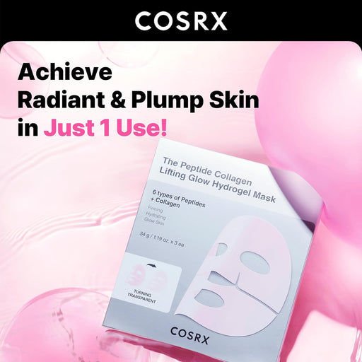 AsiaBeautyMall Cosrx The Peptide Collagen Lifting Glow Hydrogel Mask Face Mask Misty Rose