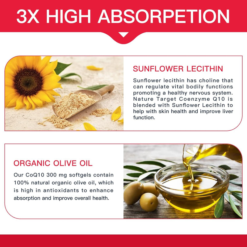 Nature Target CoQ10 + PQQ + Olive Oil, 300mg, 120 Softgels CoQ10