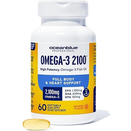 Ocean Blue Ocean Blue Professional 2100 Omega-3 Minis – 2100mg Fish Oil, Orange Flavor Vitamins & Supplements