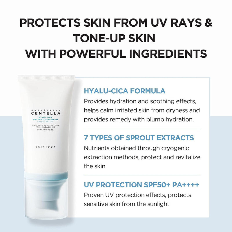 AsiaBeautyMall SKIN1004 Madagascar Centella Hyalu-Cica Water-Fit Sun Serum SPF50+ PA++++ (2-Pack) Sunscreen