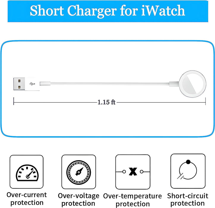 Short Charger Compatible with Apple Watch (1.15ft/14inch/35cm)