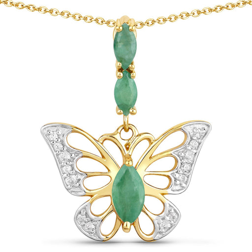 Bids.com 0.72 Carat Genuine Emerald and White Zircon .925 Sterling Silver Pendant Pendants