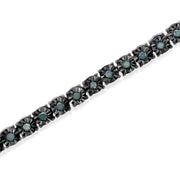 Bids.com Black Rhodium Plated .925 Sterling Silver 1.0 Cttw Diamond Miracle Tennis Bracelet (Enhanced Blue Color, I3 Clarity) - 7" Bracelets