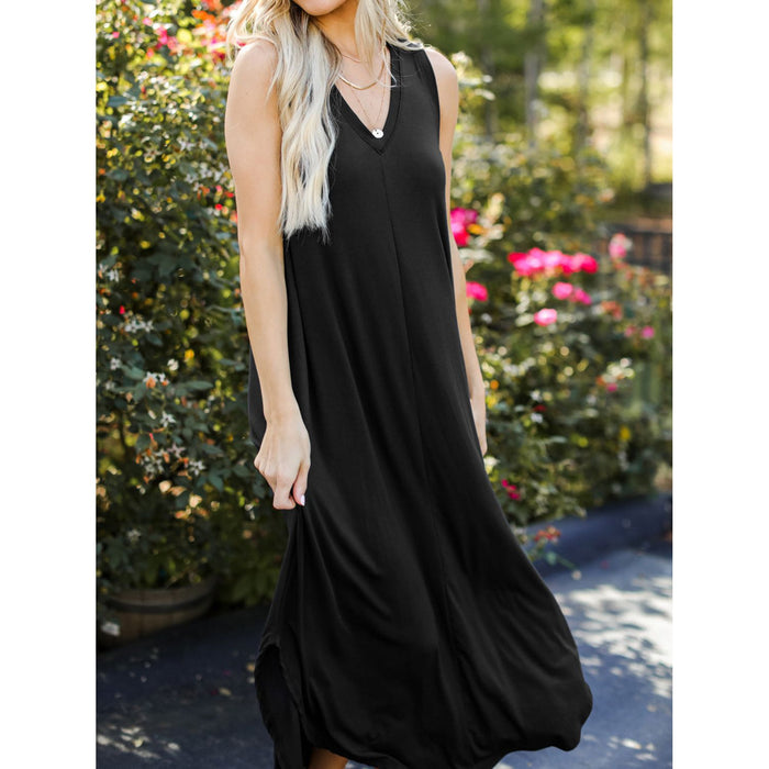 V-Neck Midi Tank Dress