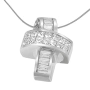 Bids.com 14K White Gold 2 cttw Princess and Baguette Cut Diamond Ribbon Pendant Necklace (H-I, SI-SI2) Necklaces