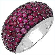 Bids.com 3.58 Carat Genuine Ruby & White Diamond .925 Sterling Silver Ring Rings