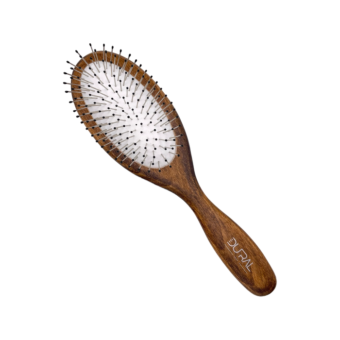 Dural Beech Wood rubber cushion hair brush with steel pins and plastic ball tips