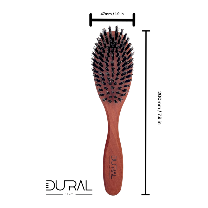 Dural Dural Hair Brush 7 Rows Oiled Pear Wood Pure Wild Boar Bristles Hair Brush