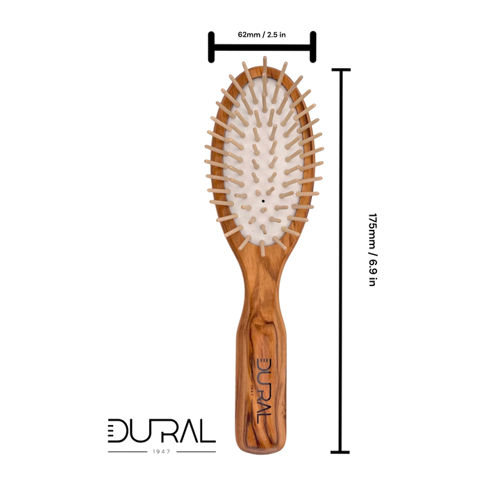 Dural Olive Wood Rubber Cushion Hair Brush with Wooden Pins