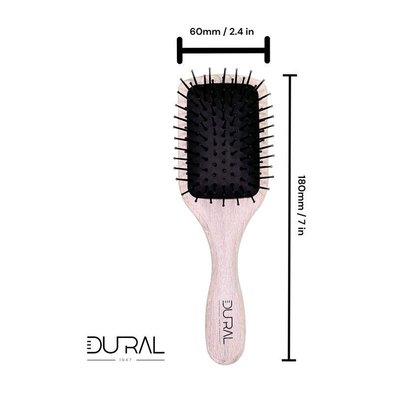 Dural Dural Wooden Paddle Brush small Beech Wood Plastic pins with ball tips Hair Brush