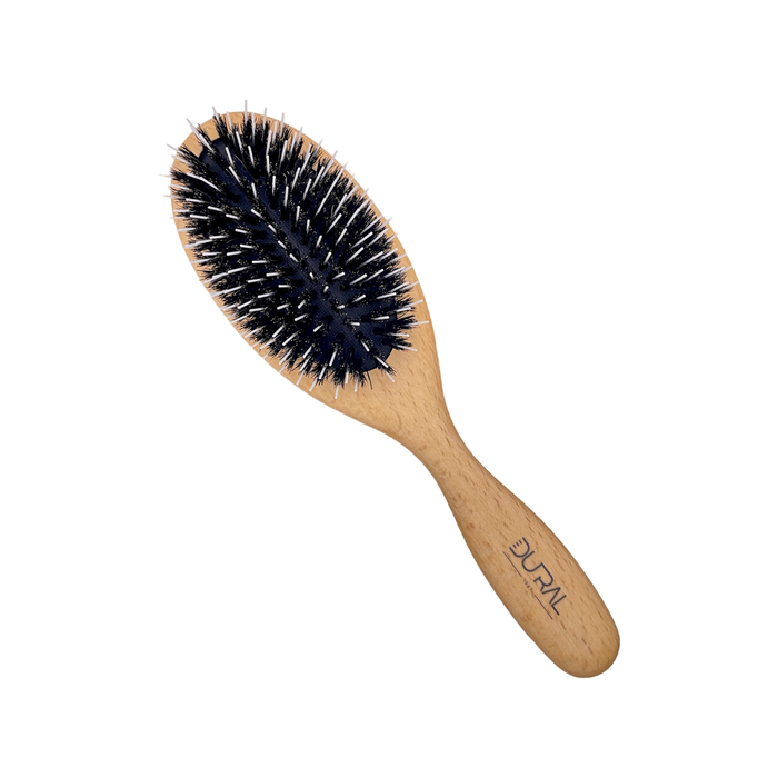 Dural Beech Wood rubber cushion hair brush with wild boar bristles and styling pins