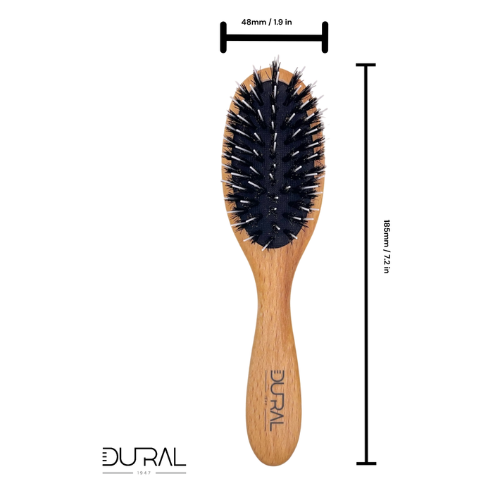 Dural Beech Wood rubber cushion hair brush with boar bristles and nylon