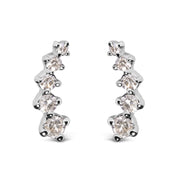 Bids.com 10K White Gold 1/10 Cttw Diamond Journey Style Climber Stud Earrings (H-I Color, I1-I2 Clarity) Earrings