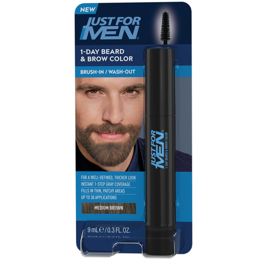 Just For Men Just For Men 1-Day Temporary Beard & Brow Color Medium Brown 0.3 Fl Oz Hair Color Black