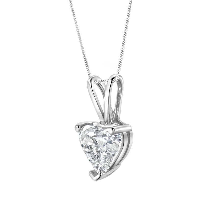 Bids.com 14K White Gold 3/8 Cttw Heart-Shaped Diamond Classic Solitaire 18" Pendant Necklace (H-I Color, VS2-SI1 Clarity) Necklaces