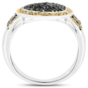 Bids.com 0.44 Carat Genuine Green Diamond and Yellow Diamond .925 Sterling Silver Ring Rings