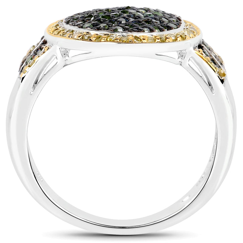 Bids.com 0.44 Carat Genuine Green Diamond and Yellow Diamond .925 Sterling Silver Ring Rings