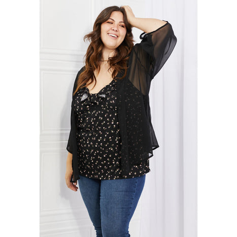 Melody Just Breathe Chiffon Kimono in Black