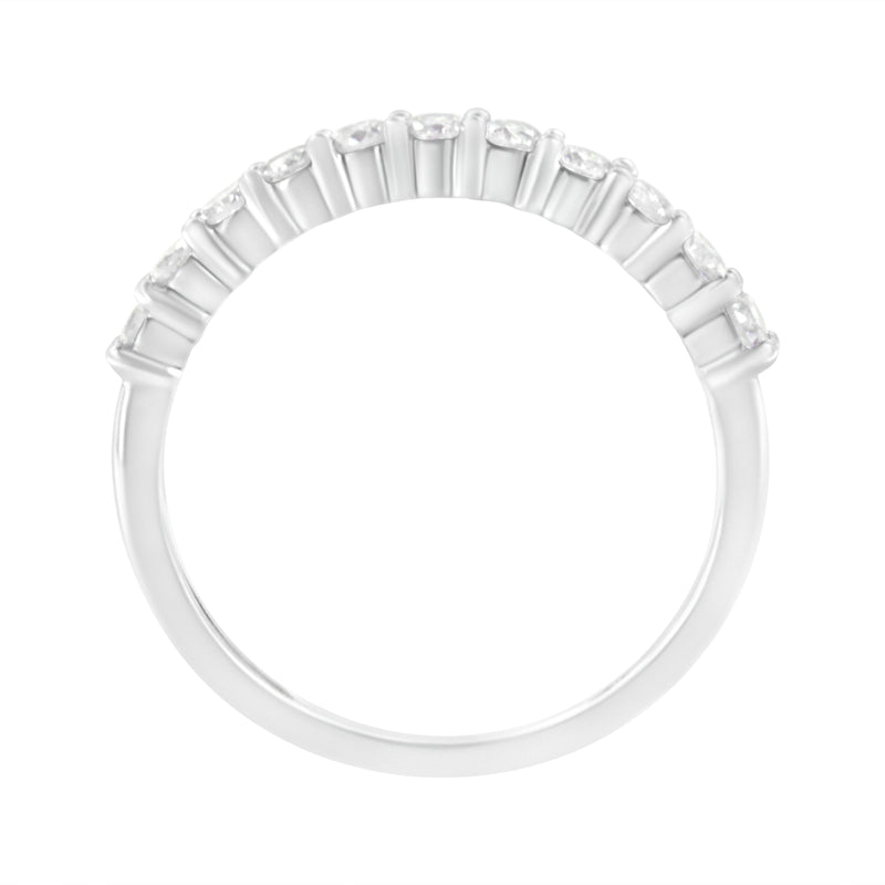 Bids.com IGI Certified 1/2 Cttw Diamond 10K White Gold Prong Set Fluted Band Style Ring (I-J Color, I2-I3 Clarity) - Size 7 Rings