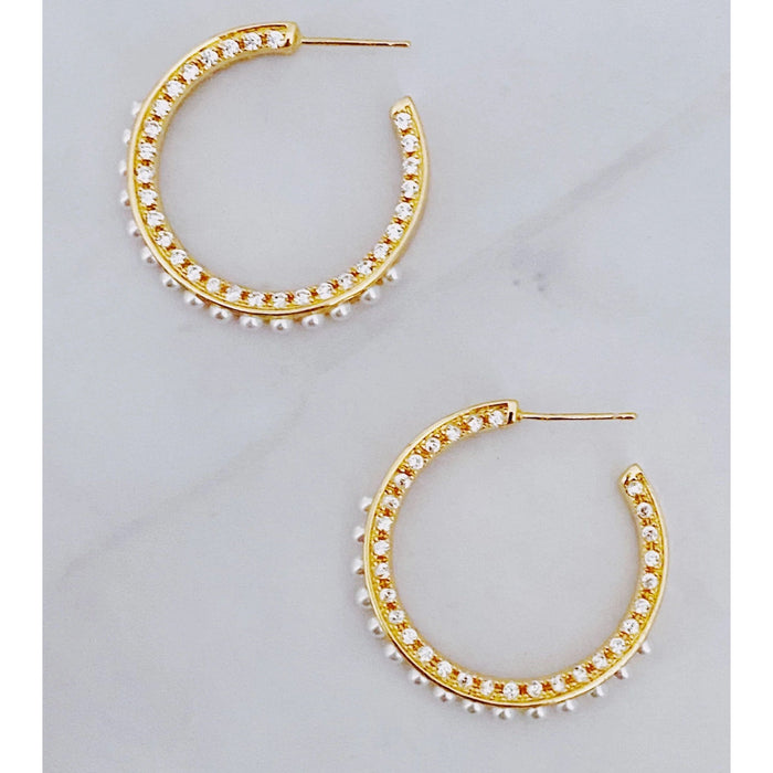 Classy Lady Pearl Hoop Earrings