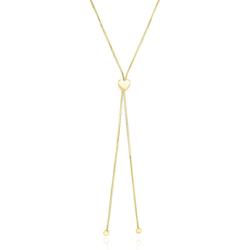 Bids.com 14k Yellow Gold Adjustable Heart Style Lariat Necklace Necklaces