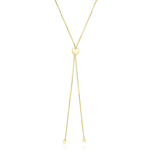 Bids.com 14k Yellow Gold Adjustable Heart Style Lariat Necklace Necklaces