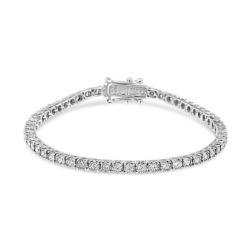 Bids.com 14K White Gold 2.0 Cttw Miracle Set Round-Cut Lab Grown Diamond Illusion 7" Tennis Bracelet (F-G Color, VS2-SI1 Clarity) Bracelets