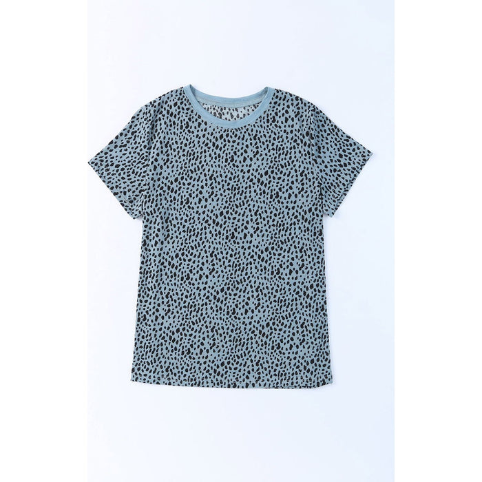 Animal Print Round Neck Short Sleeve T-Shirt